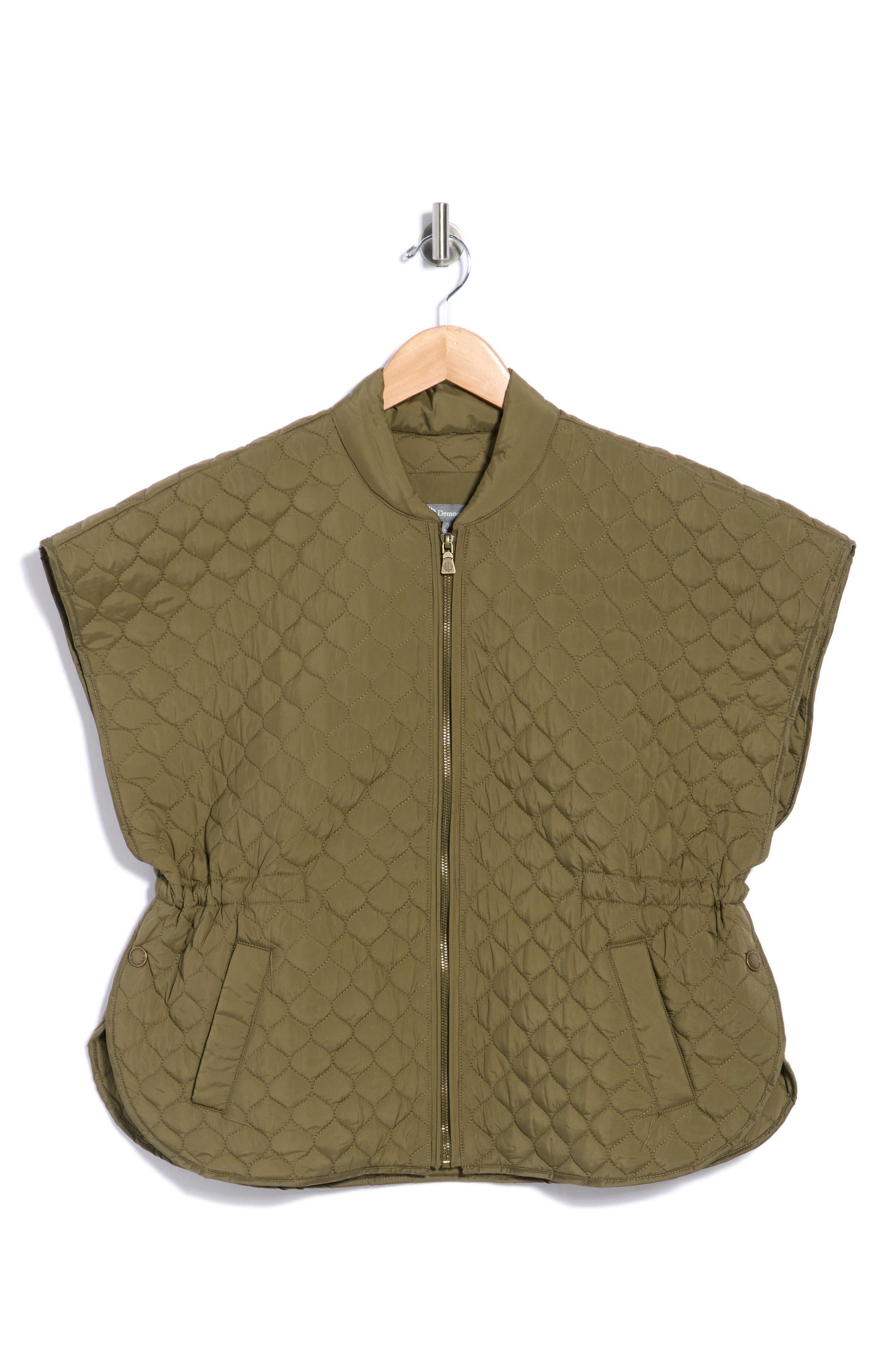 Democracy Quilted Capelet Jacket In Green