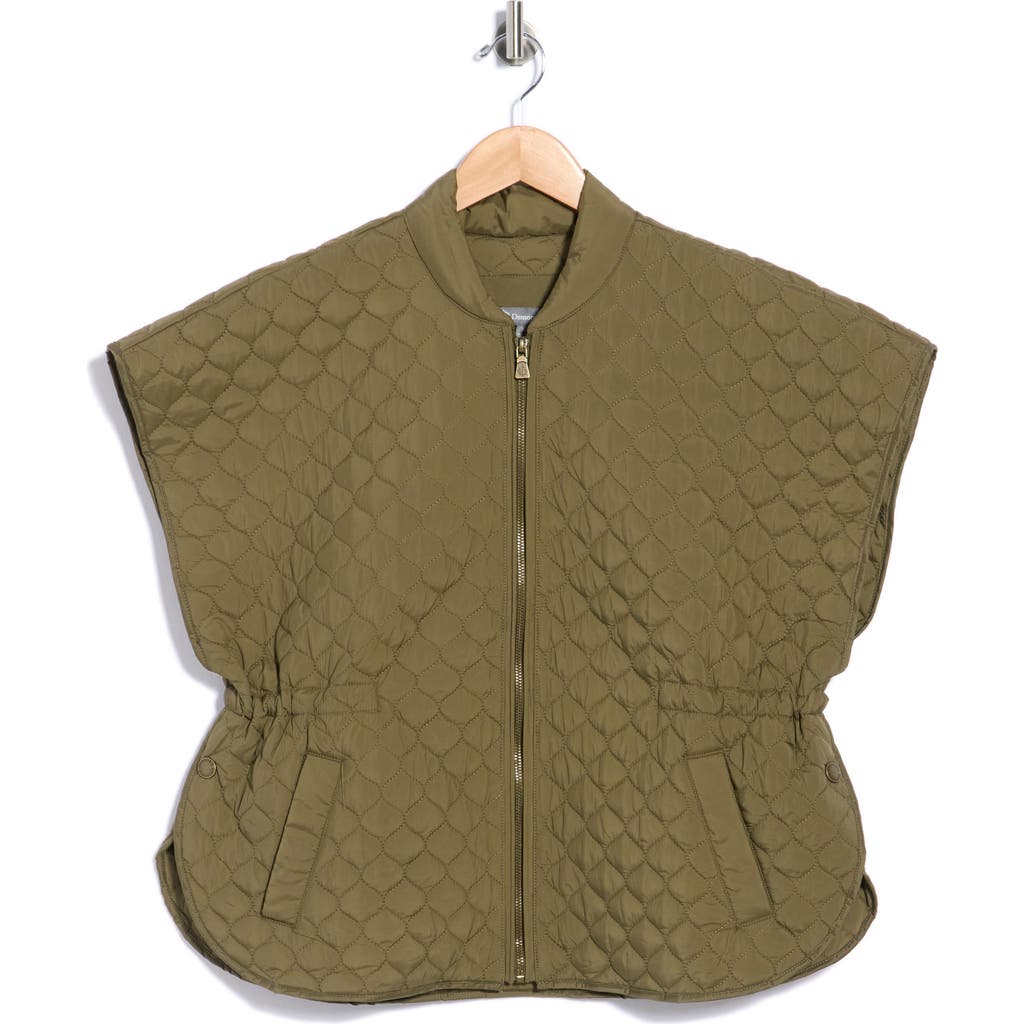 Democracy Quilted Capelet Jacket In Green