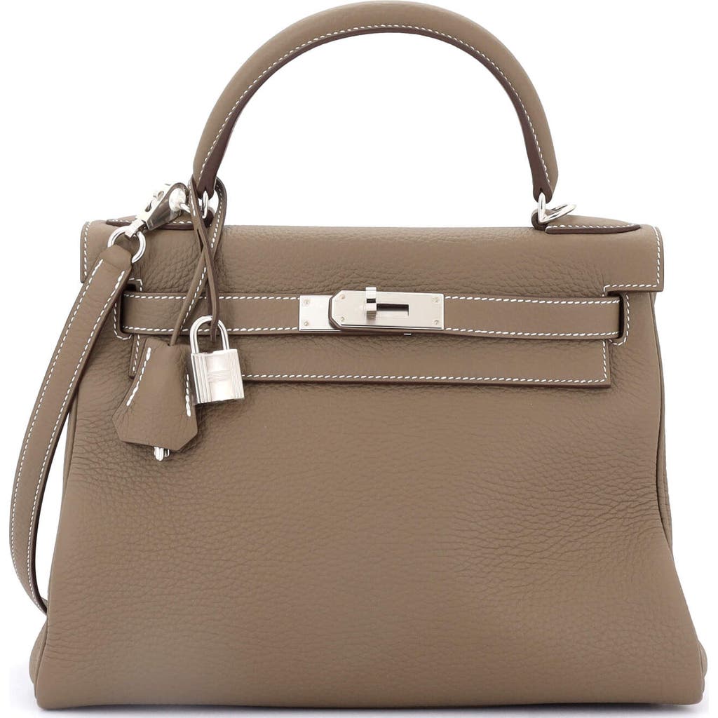 Pre-owned Hermes Hermes Kelly Handbag Grey Togo With Palladium Hardware 28 In Brown