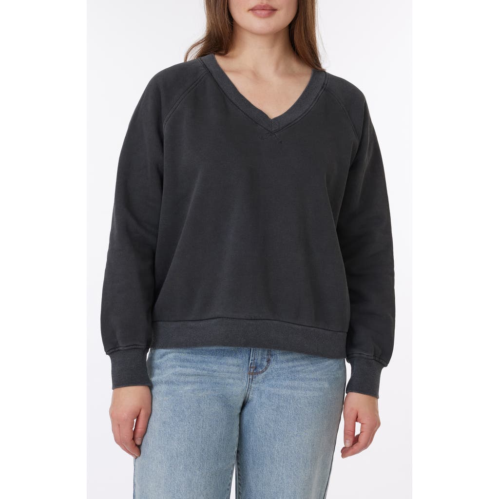 C&c California C & C California Delilah Sunwashed Fleece V-neck Sweatshirt In Black Sand