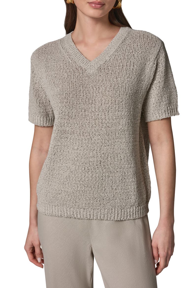 Cotton Blend V-Neck Sweater, Main, color, SANDSTONE MULTI