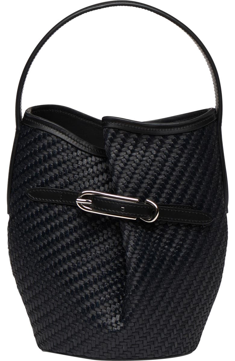 LIFFNER Mini Raffia Belted Bucket Bag, Main, color, Black
