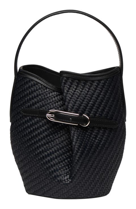 Mini Raffia Belted Bucket Bag