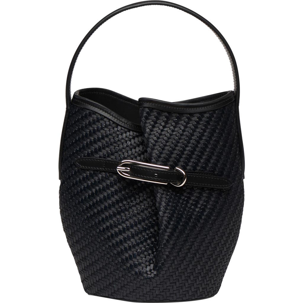 LIFFNER Mini Raffia Belted Bucket Bag in Black at Nordstrom