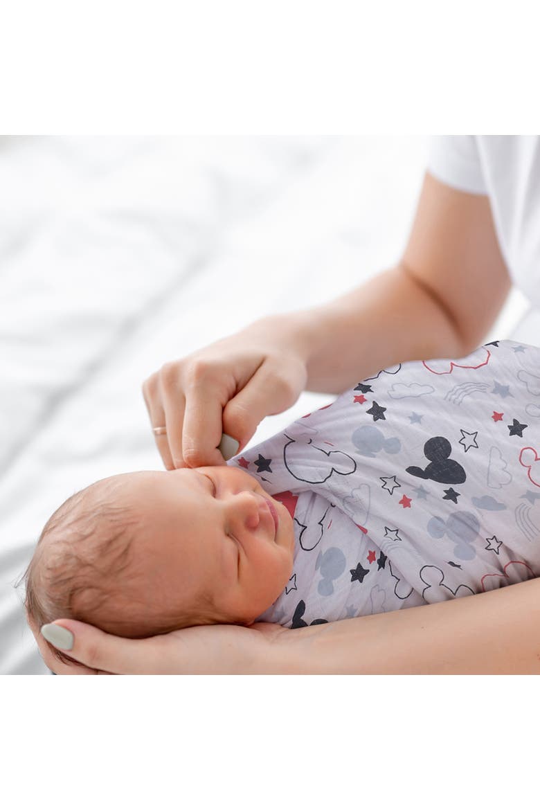 Disney Baby Mickey Mouse Muslin Swaddle Blanket & Plush Gift Set, Alternate, color, White