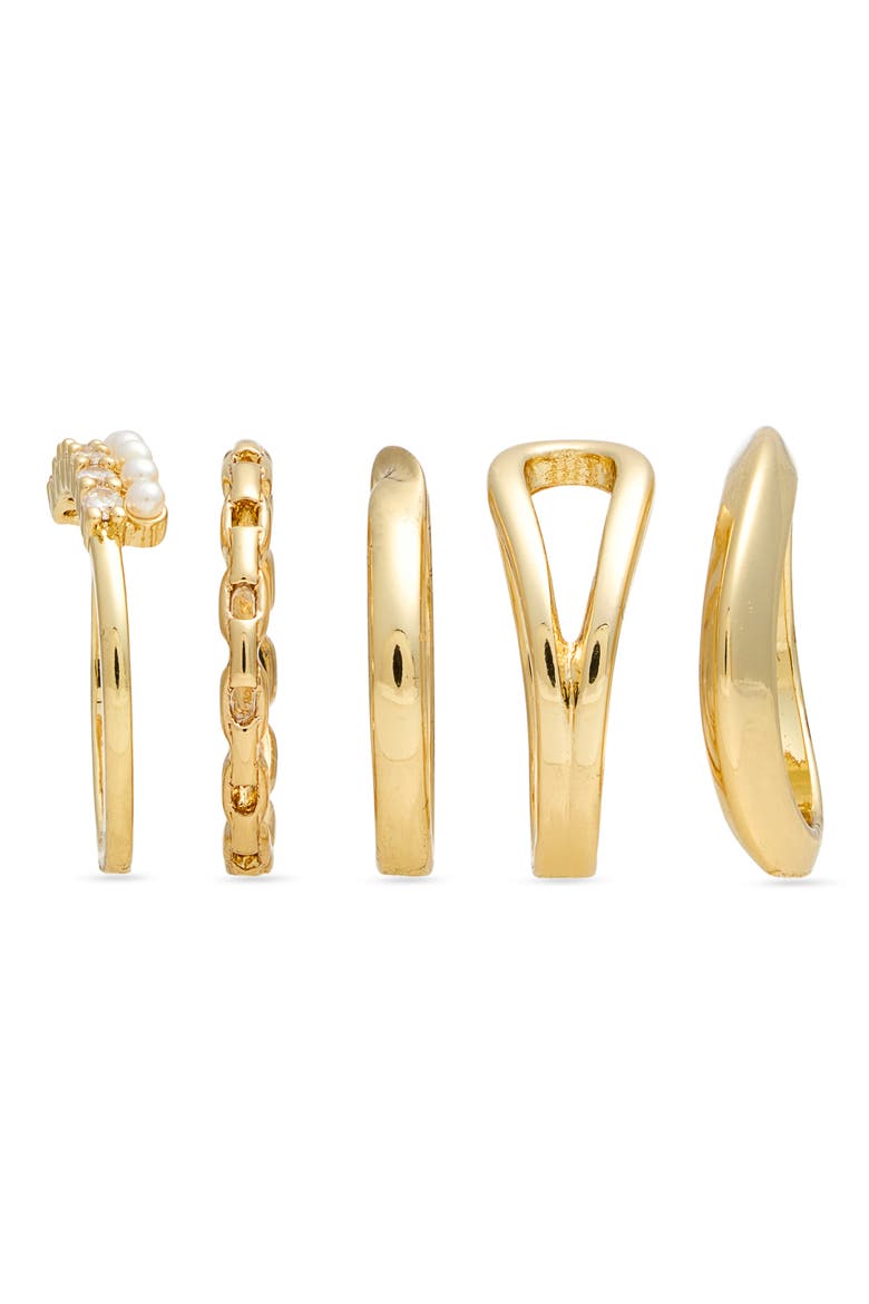 Set of 5 Assorted Stacking Rings, Alternate, color, CLEAR- WHITE- GOLD