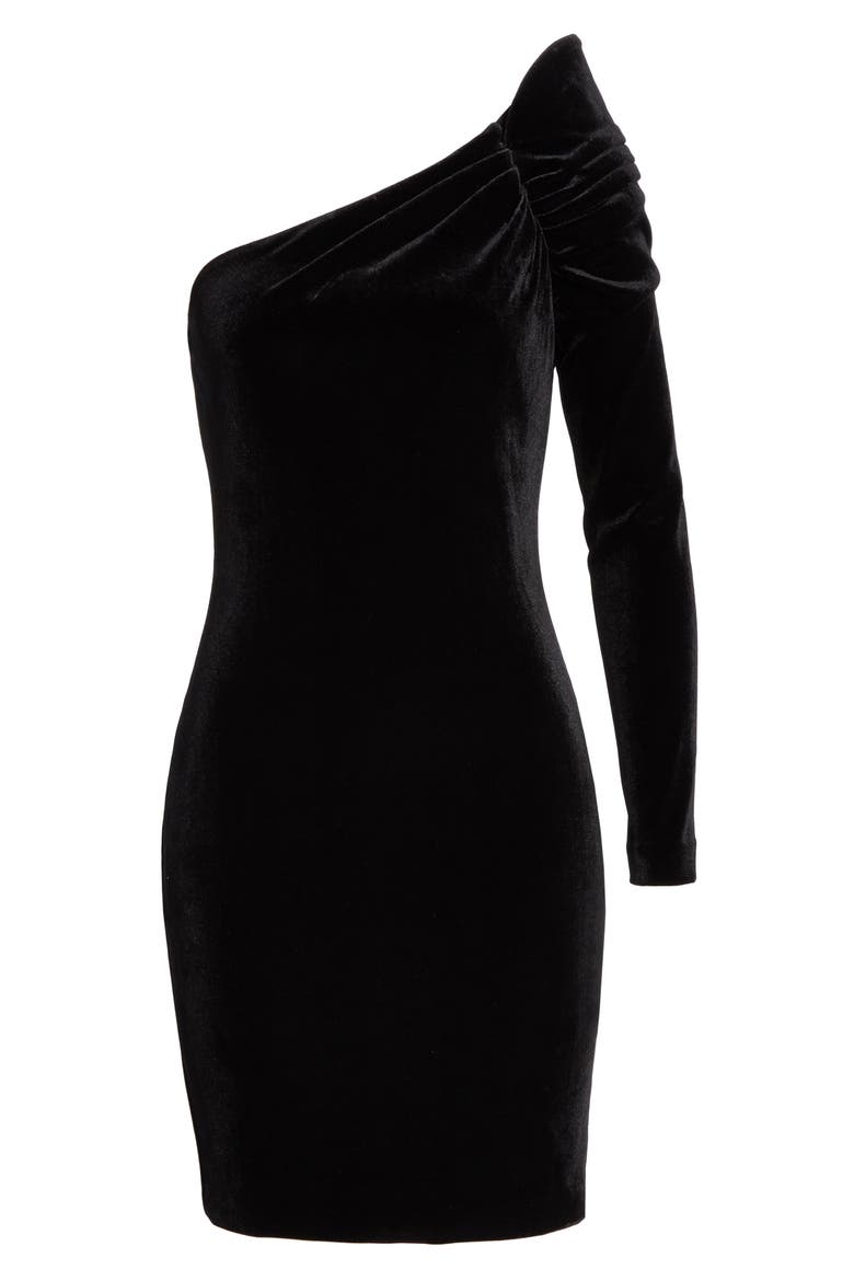 Awwtum One-Shoulder Velvet Body-Con Dress, Alternate, color, BLACK