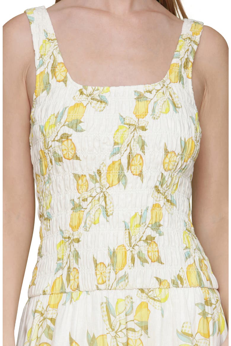 Smocked Sleeveless Fit & Flare Maxi Dress, Alternate, color, LEMON VINE