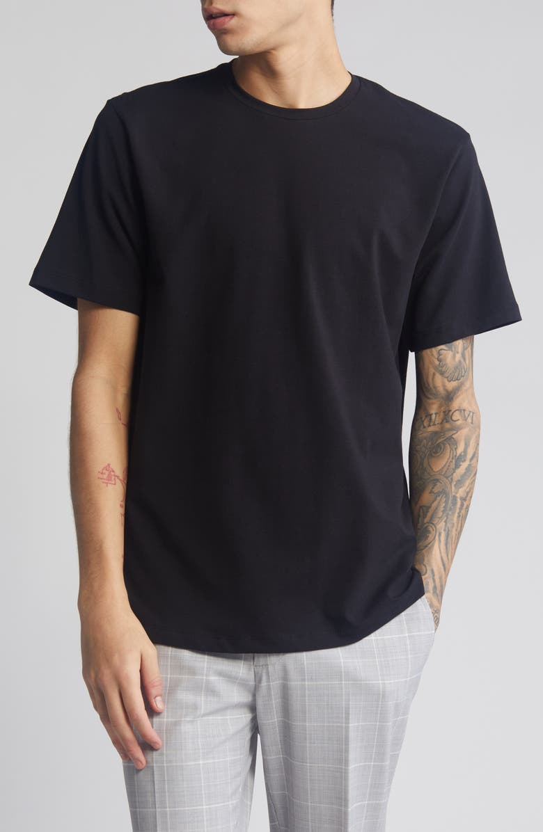 Open Edit Crewneck Stretch Cotton T-Shirt, Main, color, Black