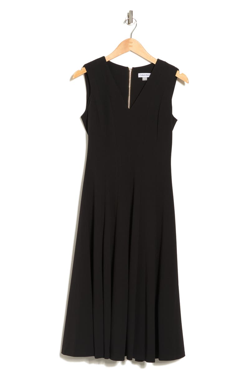Calvin Klein V-Neck Sleeveless Fit & Flare Midi Dress, Alternate, color,