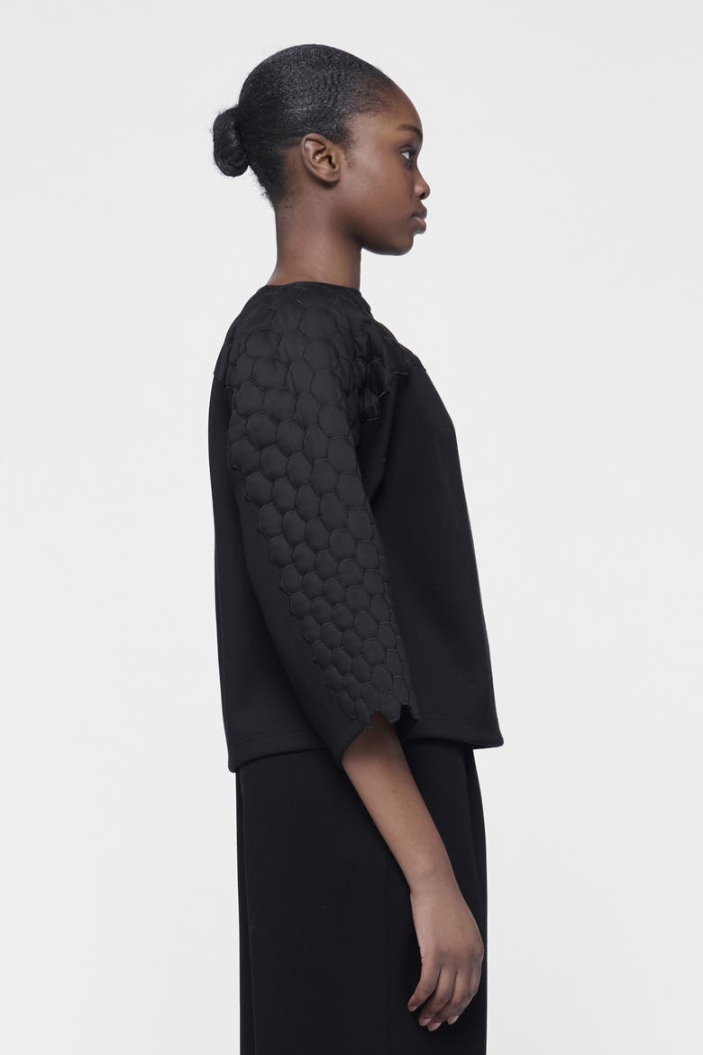 Quilted Embroidered Top, Alternate, color, Black