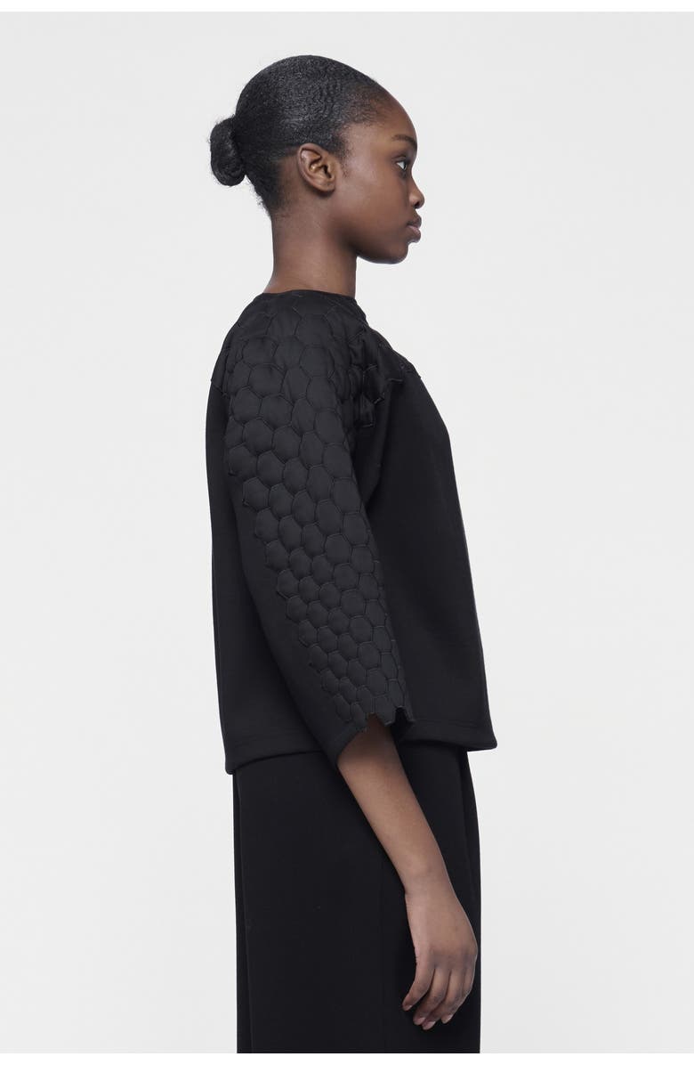 Leem Quilted Embroidered Top, Alternate, color, Black