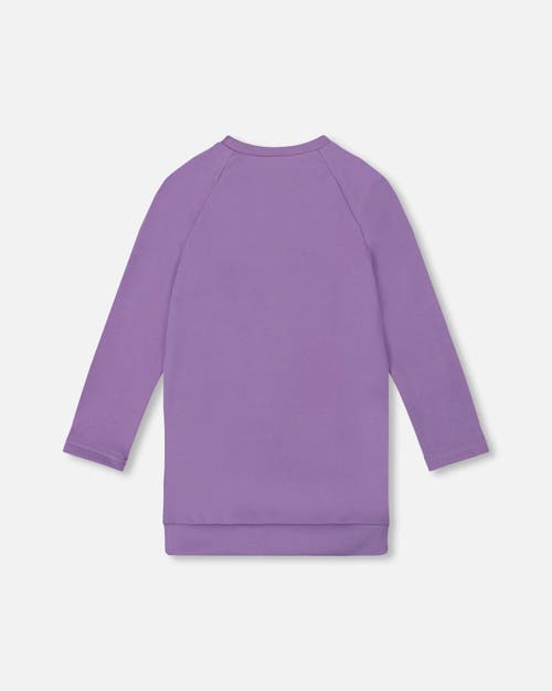 Deux Par Deux Super Softtunic Tee With Graphic In Purple