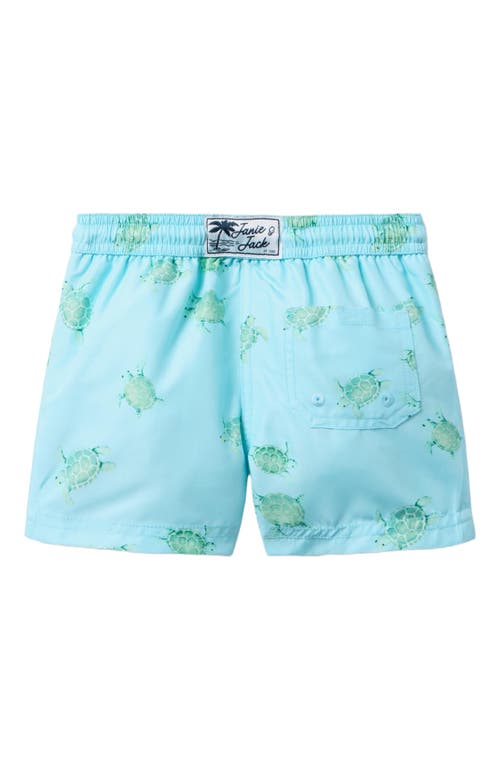 Janie And Jack Boys' Turtle Print Swim Shorts - Little Kid, Big Kid In Blue