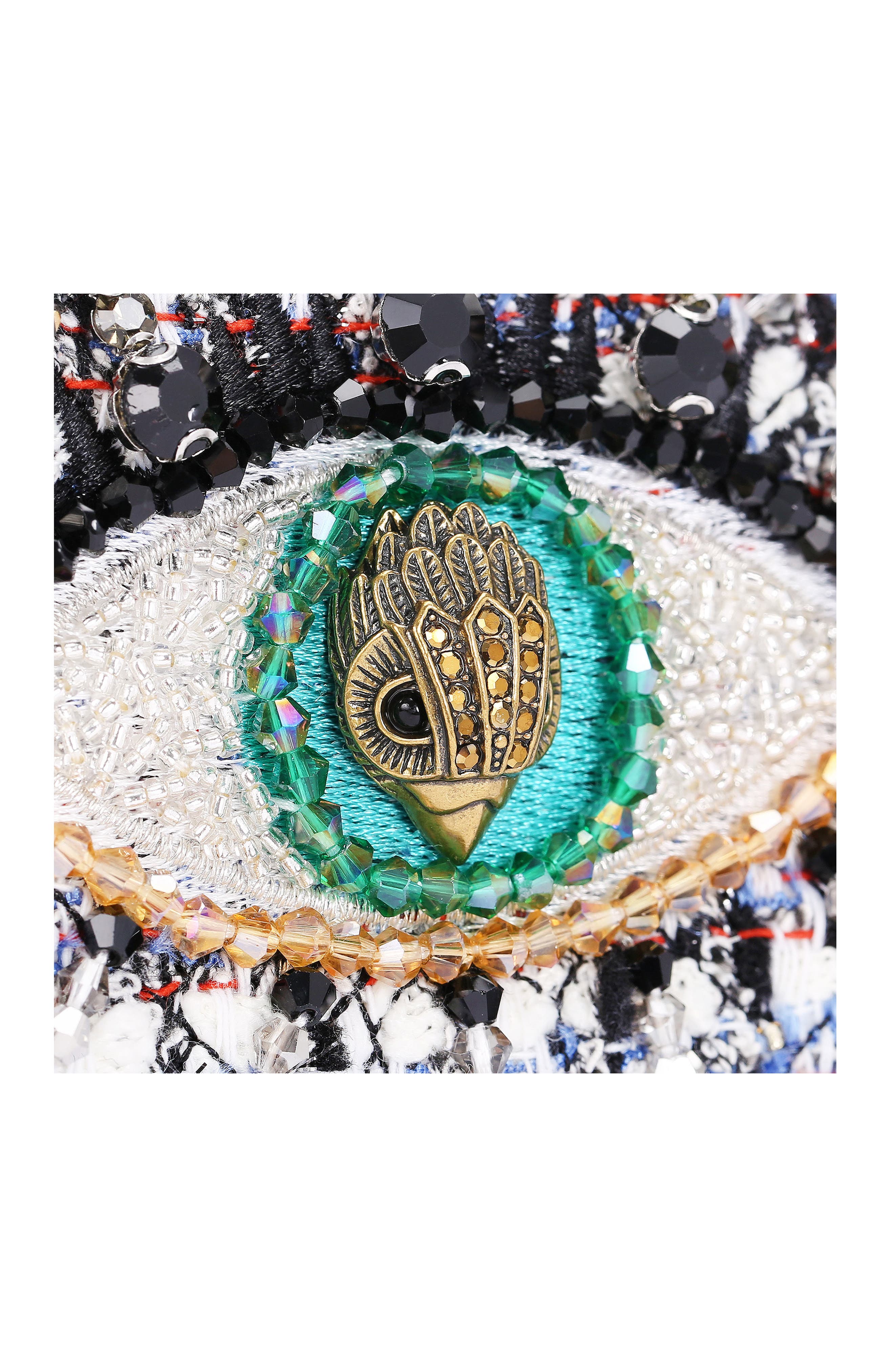 Kurt Geiger London Mini Kensington Eye Tweed Shoulder Bag, Alternate, color, White/Navy