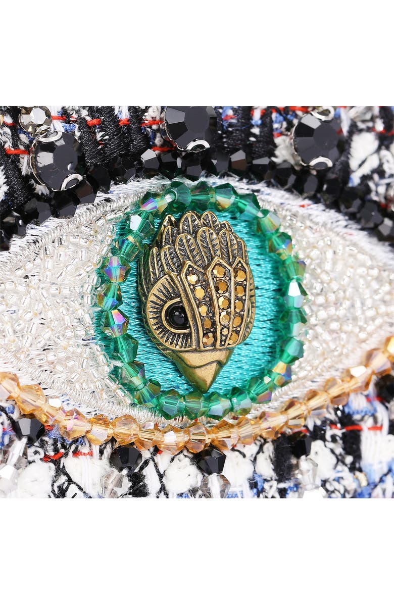 Kurt Geiger London Mini Kensington Eye Tweed Shoulder Bag, Alternate, color, White/Navy