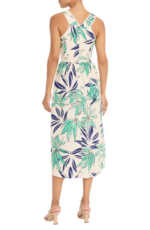 Maggy London Tropical Sleeveless Fit & Flare Dress In Ivory/island Green