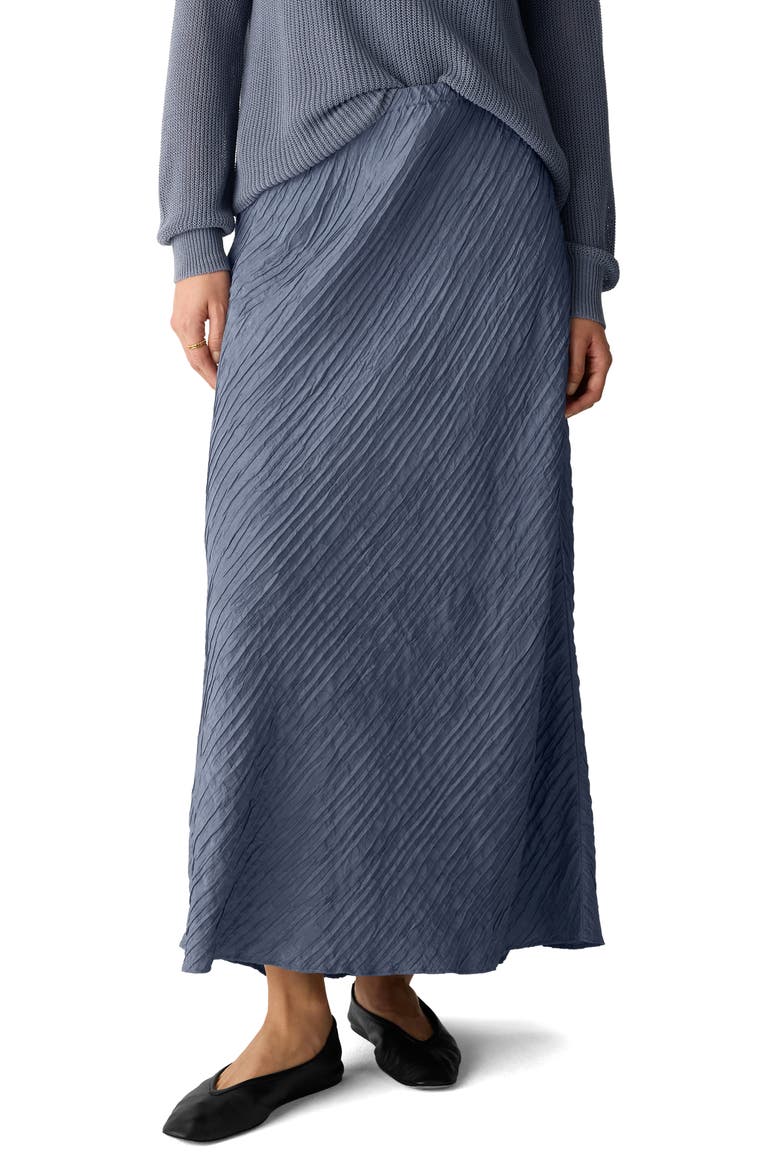Stretch Silk Bias Cut Midi Skirt, Main, color, FLINT