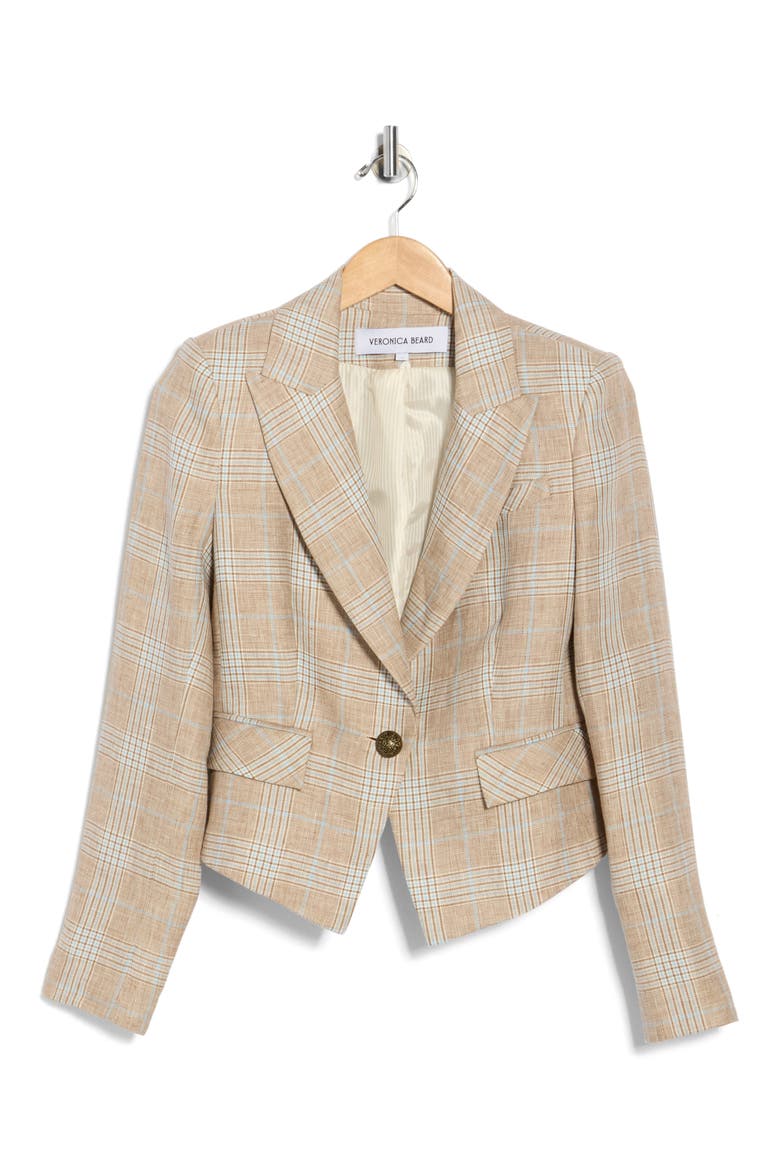 Hosanna Plaid Linen Dickey Jacket, Alternate, color, KHAKI MULTI