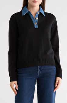 French Connection Denim Trim Pullover