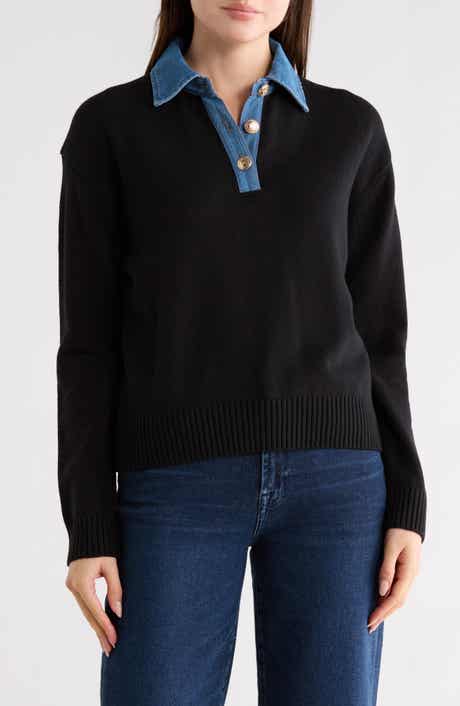 French Connection Denim Trim Pullover