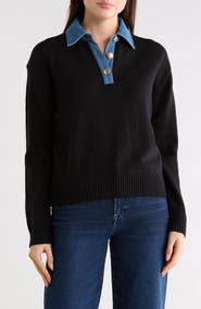 French Connection Denim Trim Pullover