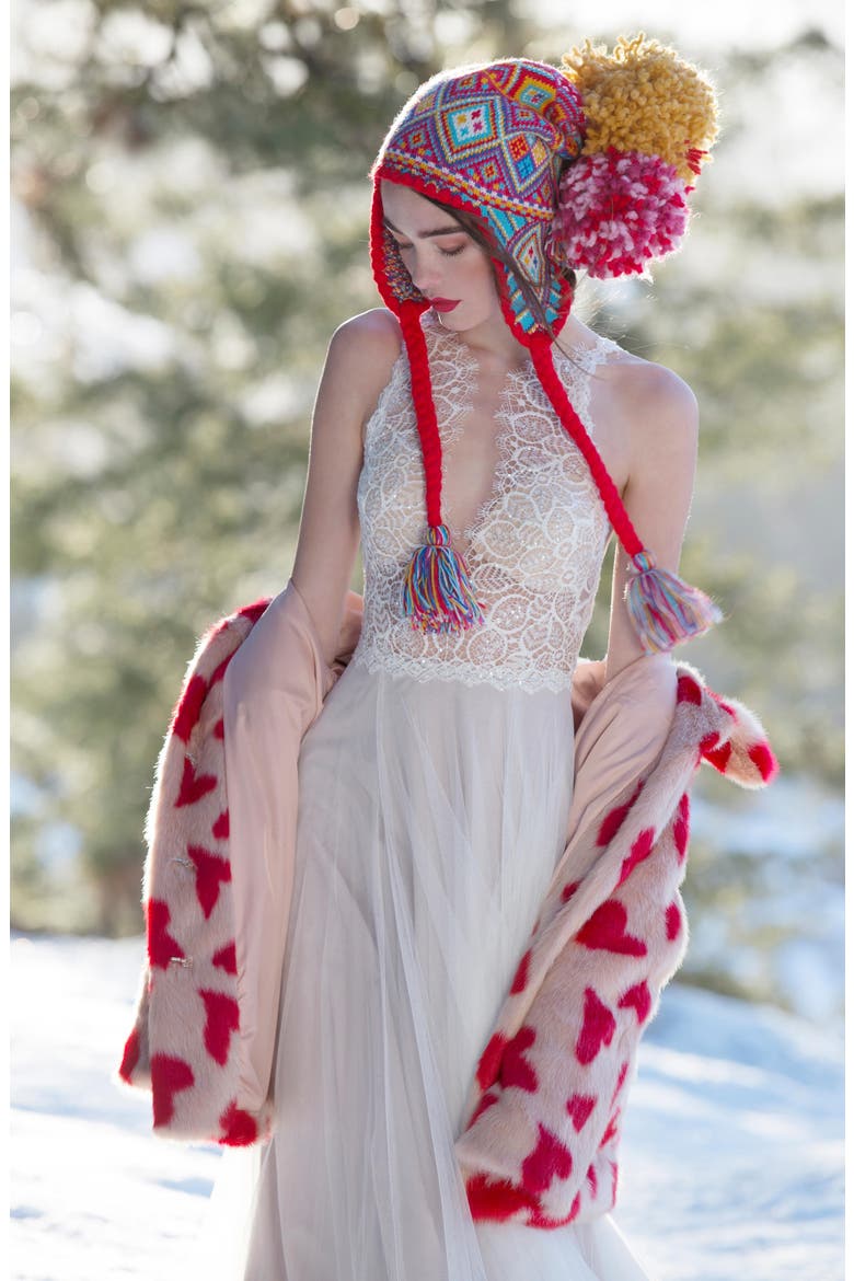 Daylily Beaded Lace & Tulle Gown, Alternate, color, IVORY / LATTE