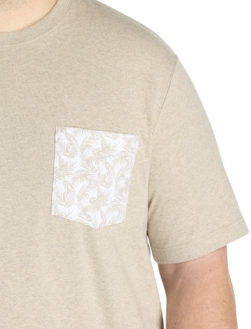 Harbor Bay By Dxl Big & Tall Moisture-wicking Printed Pocket T-shirt In Peyote Heather