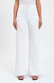 DAZE Far Out High Waist Raw Hem Wide Leg Jeans