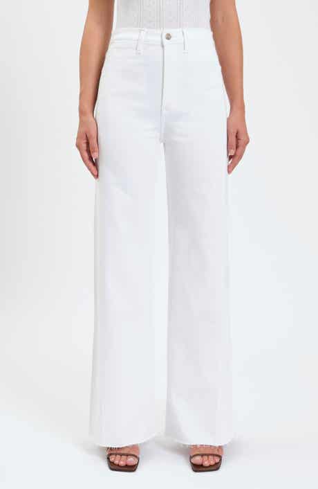 DAZE Far Out High Waist Raw Hem Wide Leg Jeans