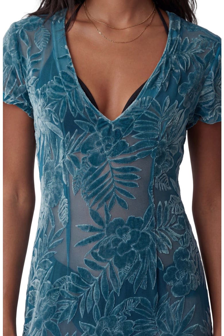 Country Floral Womens V-neck Mini Dress, Alternate, color, COUNTRY FLORAL TEAL
