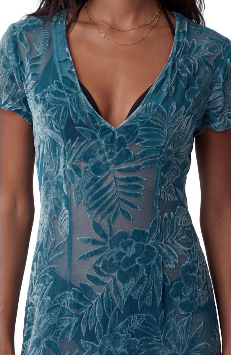 Lords of Harlech Country Floral Womens V-neck Mini Dress, Alternate, color, Country Floral Teal