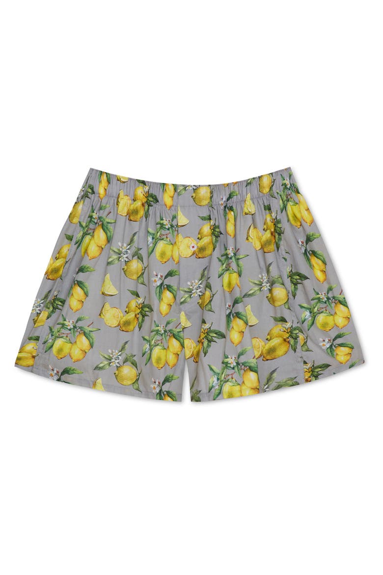 Organic Cotton Watercolor Lemons Boxer Short, Main, color, LAVENDER