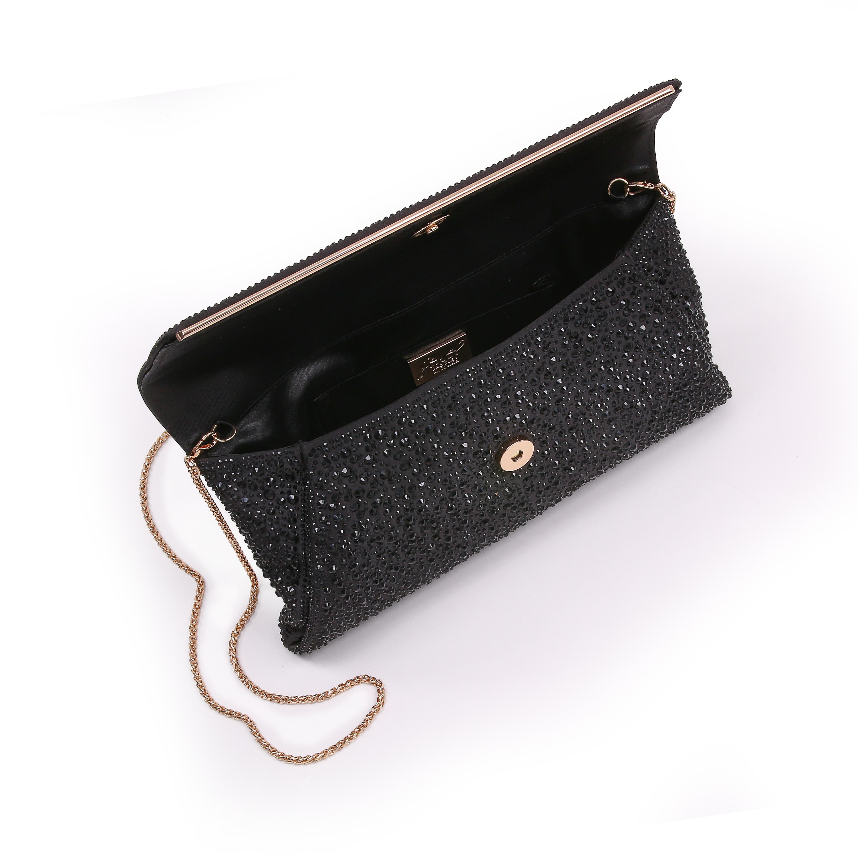 Juliet Mixed Crystal Envelope Clutch, Alternate, color, Black