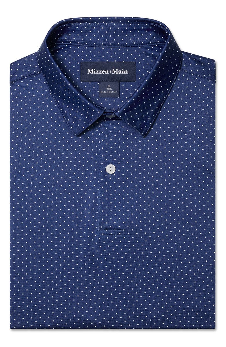 Mizzen+Main Versa Trim Fit Midnight Navy Dot Polo, Alternate, color, Midnight Navy Dot