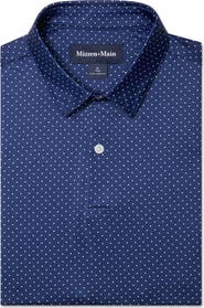 Mizzen+Main Versa Trim Fit Midnight Navy Dot Polo