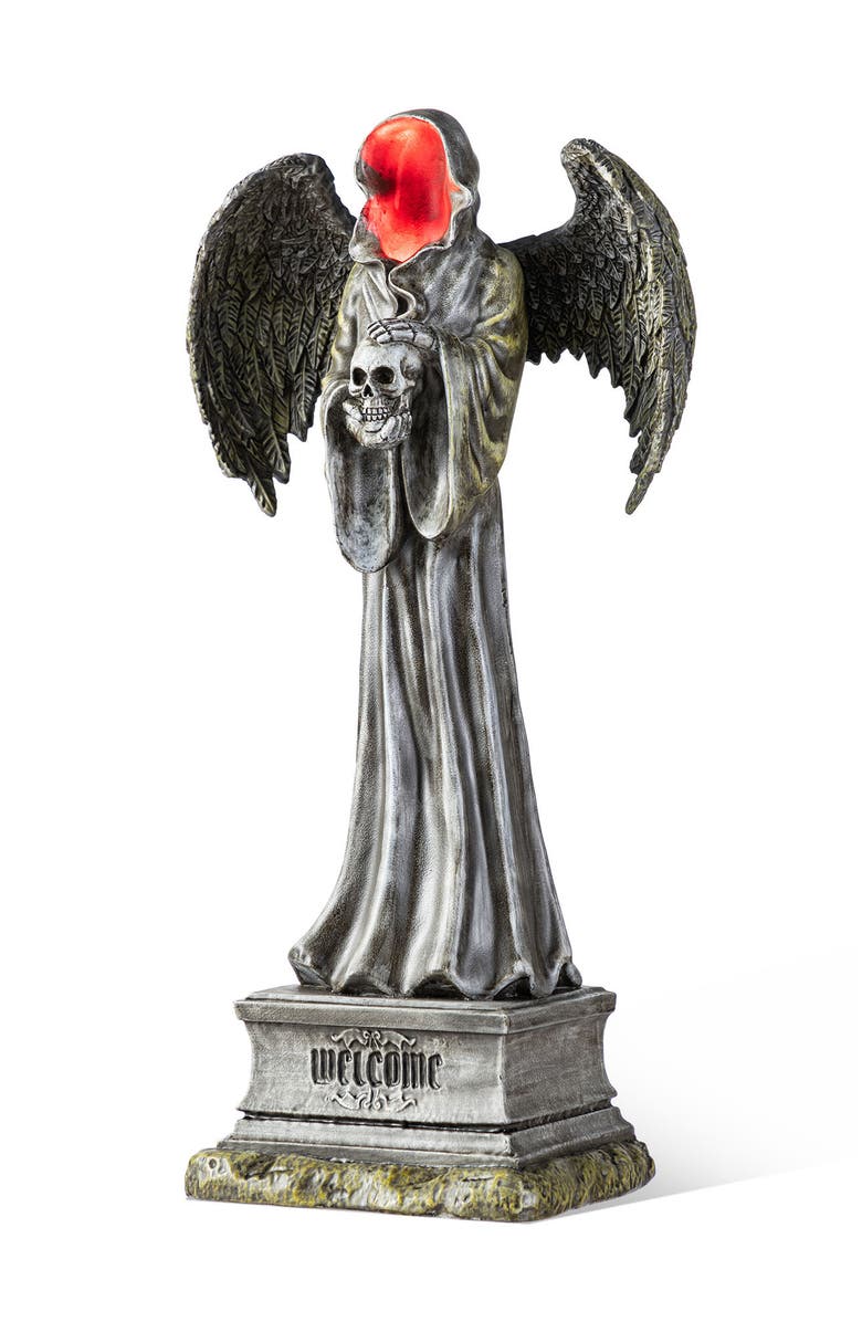 Glitzhom 24"H Lighted Halloween Grim Reaper Resin Porch Decor with Timer, Main, color, Black