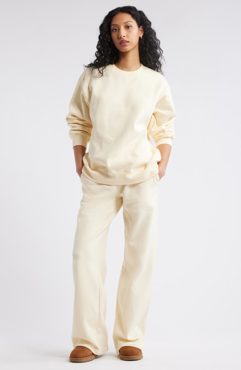 BP. Fleece Detail Oversize Crewneck Sweatshirt, Alternate, color, Ivory Gleam