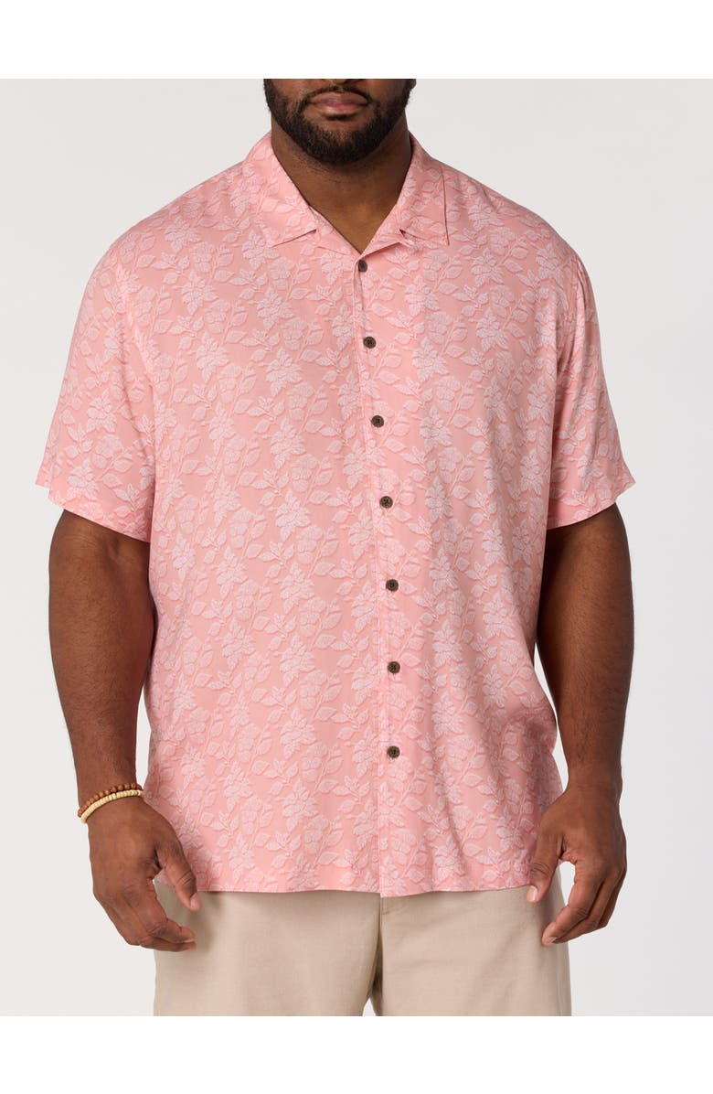 Oak Hill by DXL Big & Tall Tonal Dot Floral Sport Shirt, Main, color, Peach White
