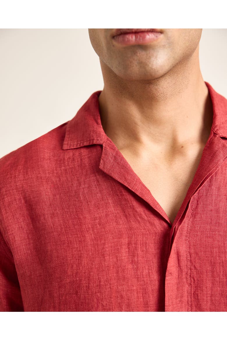 Maitan Lino Relaxed-Fit Shirt, Alternate, color, Dark Ruby