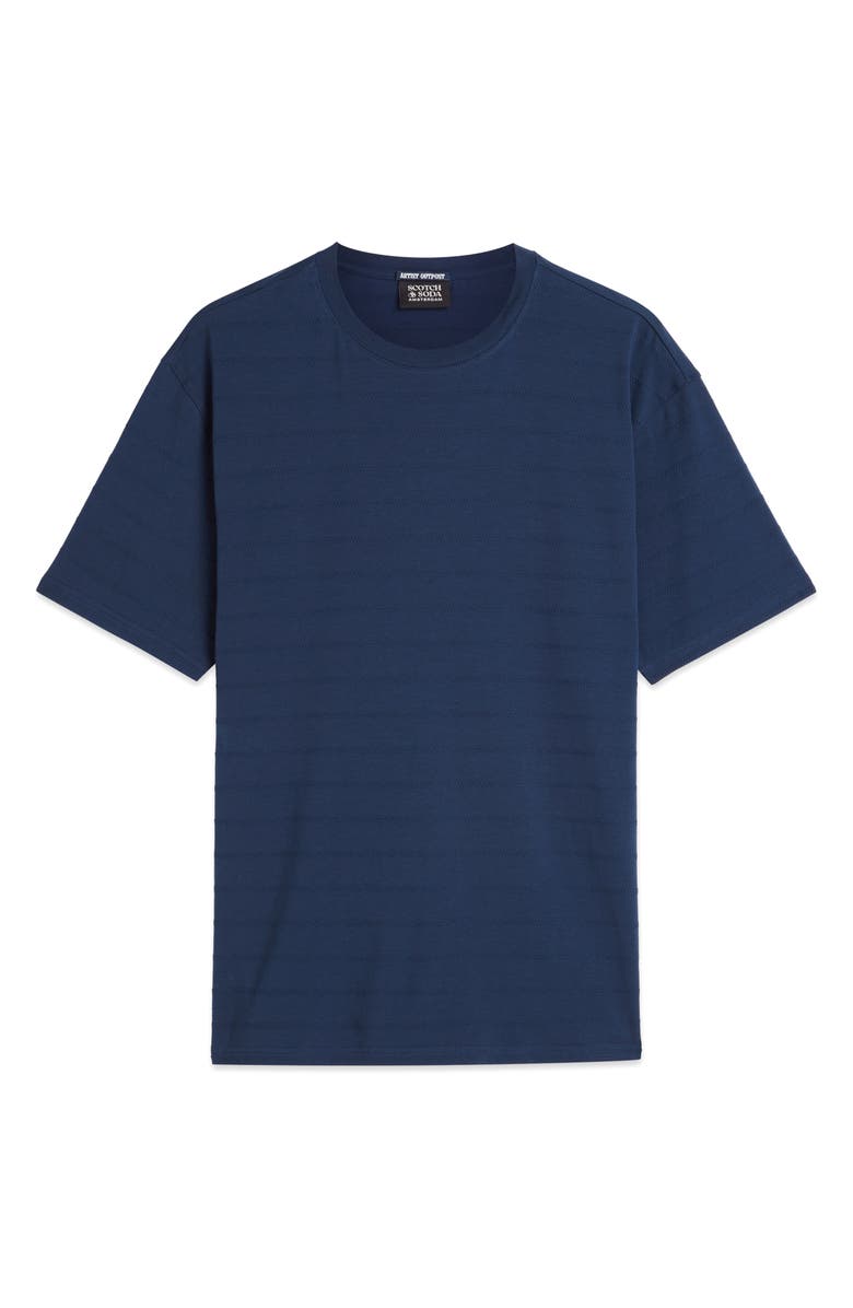 Scotch & Soda Structured Stripe Jacquard Stretch Cotton T-Shirt, Alternate, color, Pageant Blue