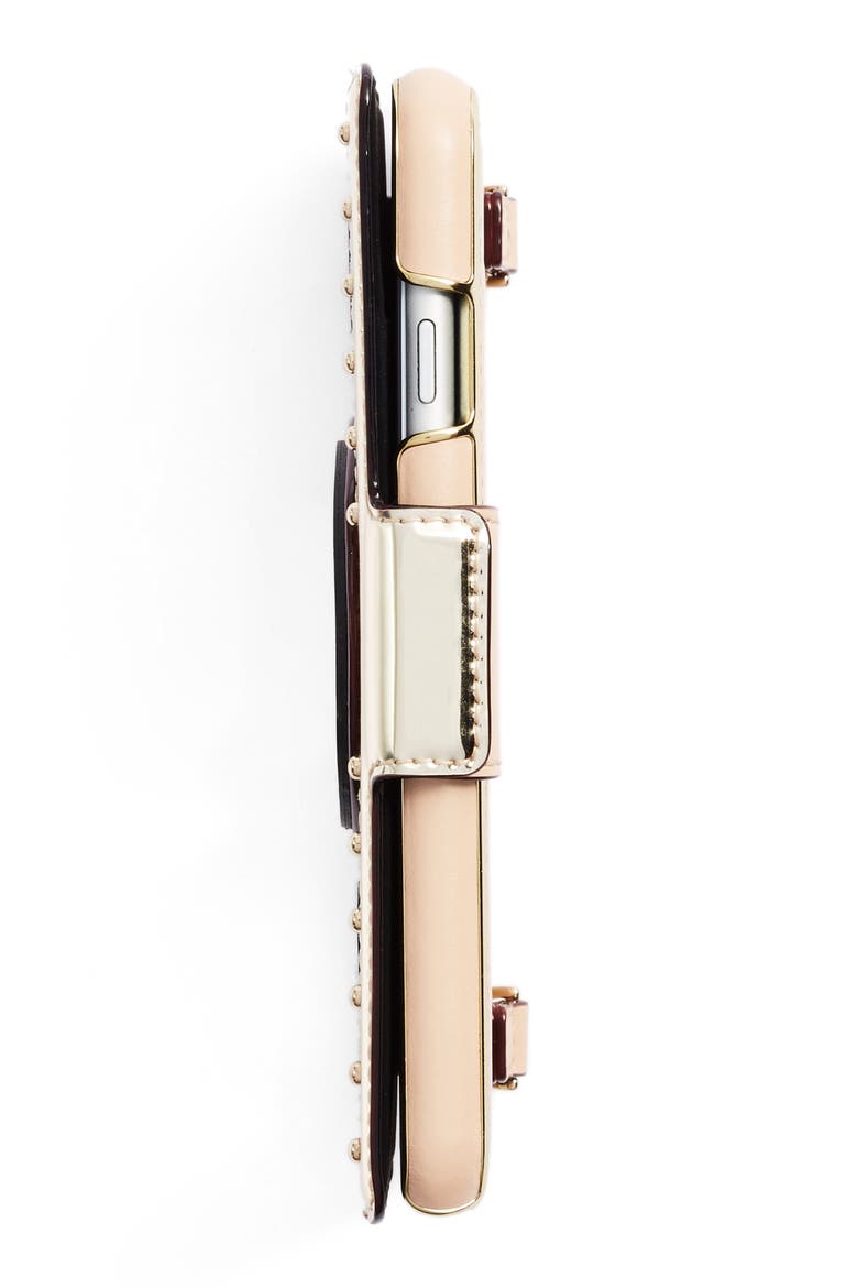 camera appliqué iPhone 7 case with tasseled guitar strap, Alternate, color, GOLD