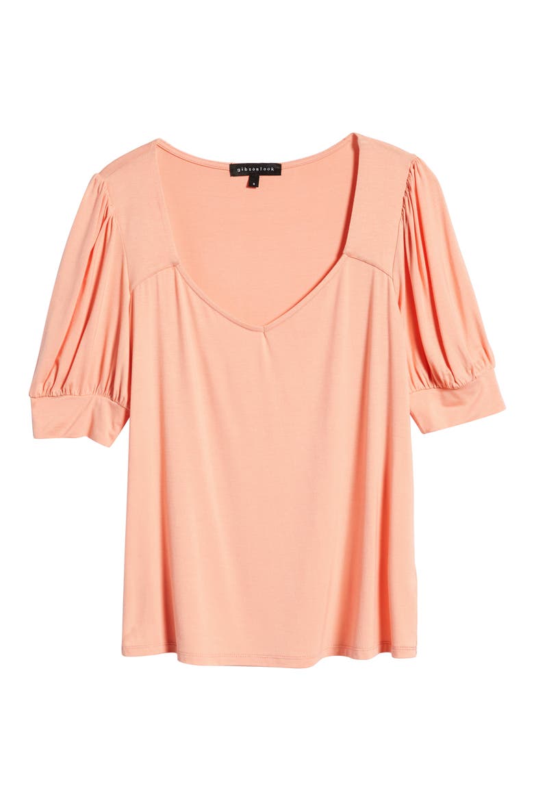 Sweetheart Neck Knit Top, Alternate, color, PEACH