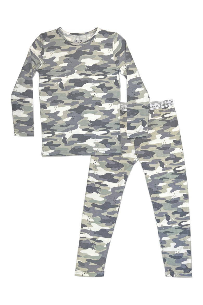 Kids' Grey Camo Fitted Two-Piece Pajamas, Main, color, GREY CAMO