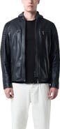 Velez Belmont Leather Jacket with Hood and Chestpiece