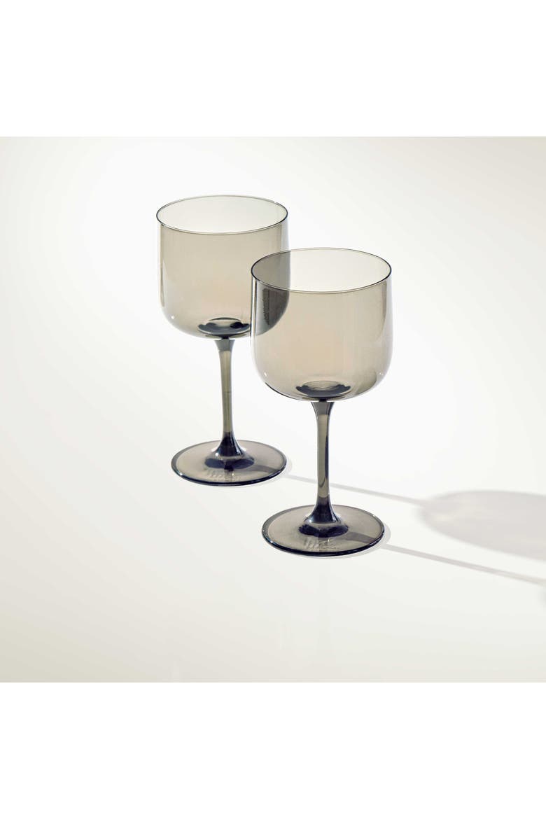 Like Smoke Wine / Water Glass Pair, Alternate, color, Grey