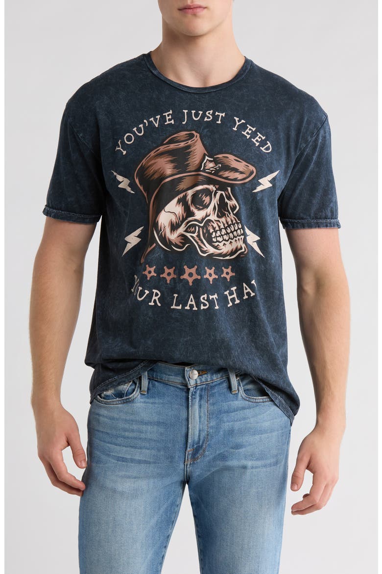 Yee Haw Skull Cotton Graphic T-Shirt, Main, color, BLACK