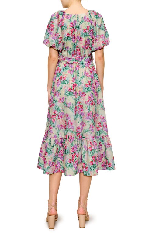 Melloday Floral Print Poplin Midi Dress