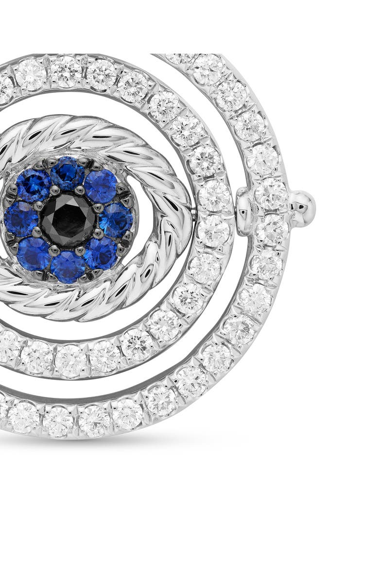 David Yurman Evil Eye Mobile Amulet in 18K White Gold with Pavé Blue Sapphire and Diamonds, Alternate, color, 