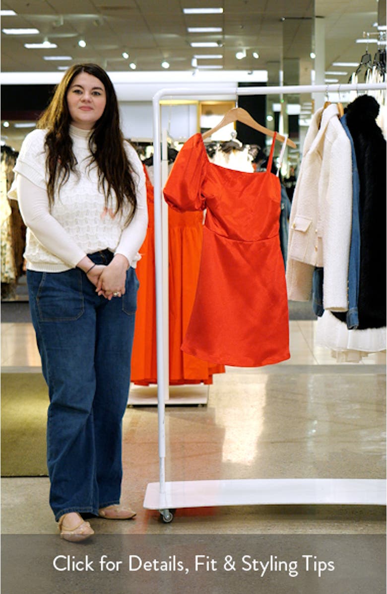 Brexley Asymmetric Sleeve Satin Minidress, sales video thumbnail